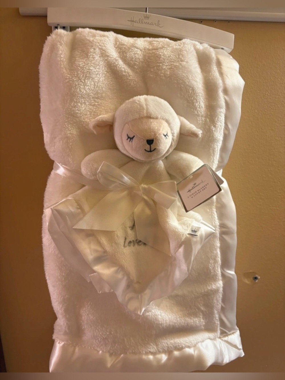 Hallmark Cream Plush Lamb Blanket and Lovey Set